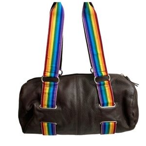NWT Latico brown leather rainbow bowler bag